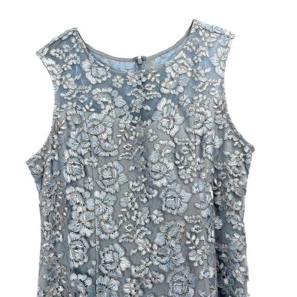 NEW Alex Evenings Embroidered Tulle Lace Fit & Flare Illusion Neckline gown maxi - Picture 4 of 11